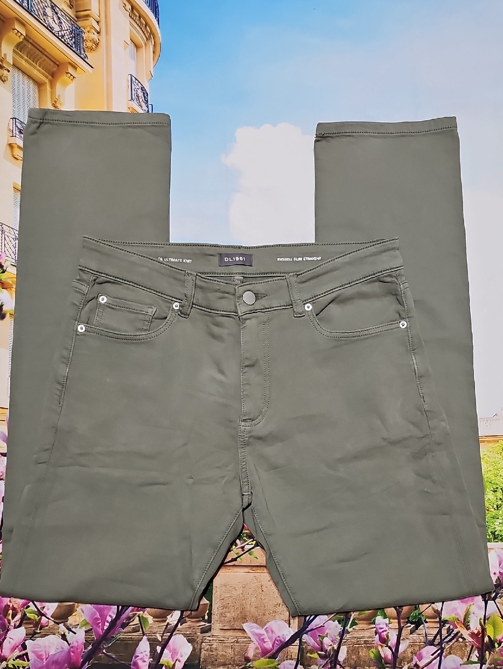 DL1961 Olive Green Slim Straight Russell Jeans 33x34‎